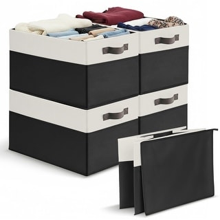 Cheer Collection 4 Pack Large Fabric Storage Baskets with Handles Collapsible Organizer Bins