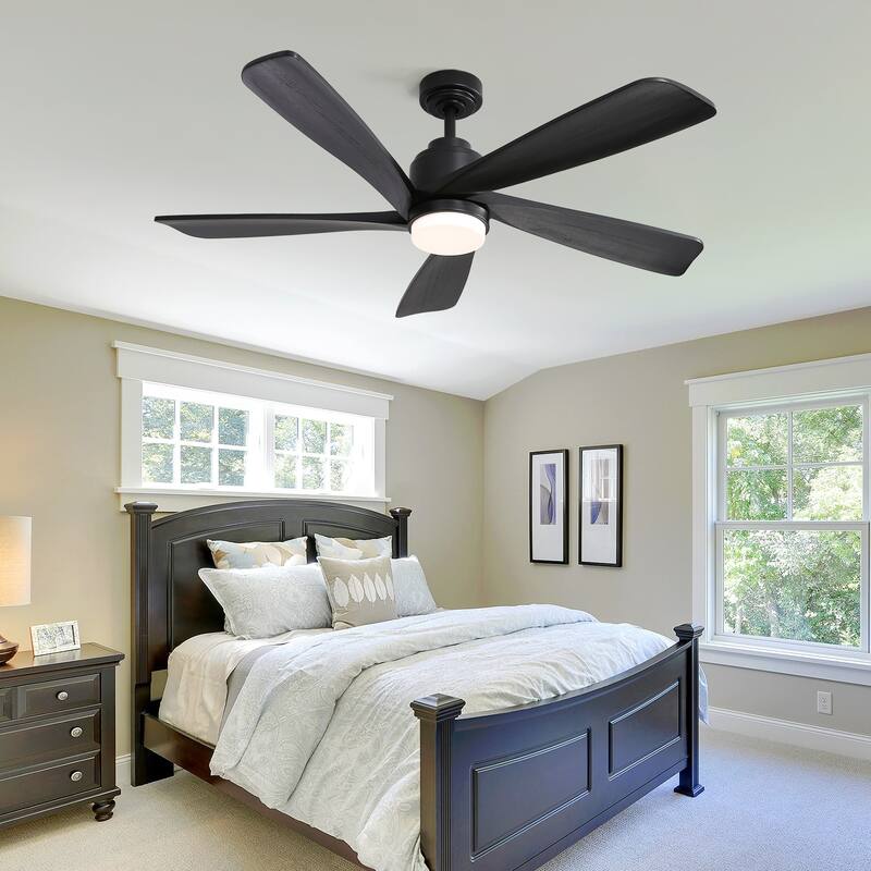 Sofucor 52" Solid Wood Noiseless Ceiling Fans with Dimmable LED Light Optional and Remote, 6-Speed Reversible, Smart Optional