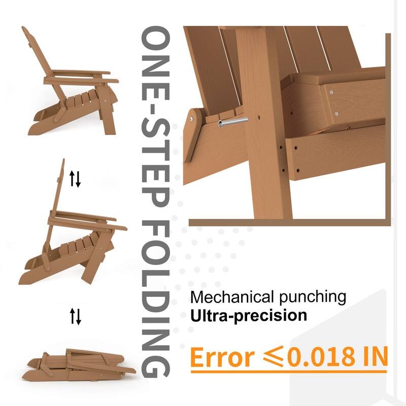 WINSOON 2-Piece All Weather HIPS Outdoor Folding Adirondack Chair with Ottoman