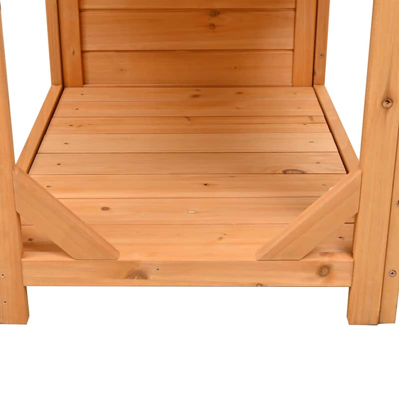 Roomfitters Fir Wood Potting Bench with Hutch, 4 Shelves, storage units, Cabinet & Pegboard Hooks, Outdoor Garden Work Table