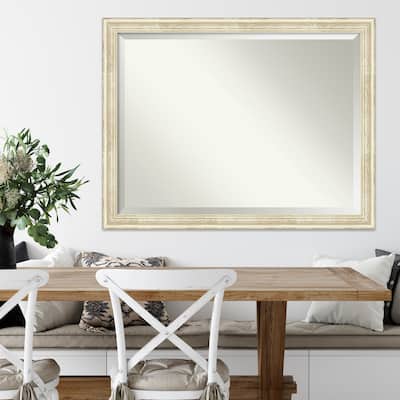 Beveled Wood Wall Mirror - Country White Wash Frame - Country White Wash