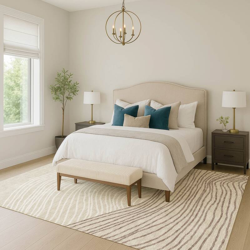 Machine Washable Indoor/ Outdoor Modern Arches Chantille Rug