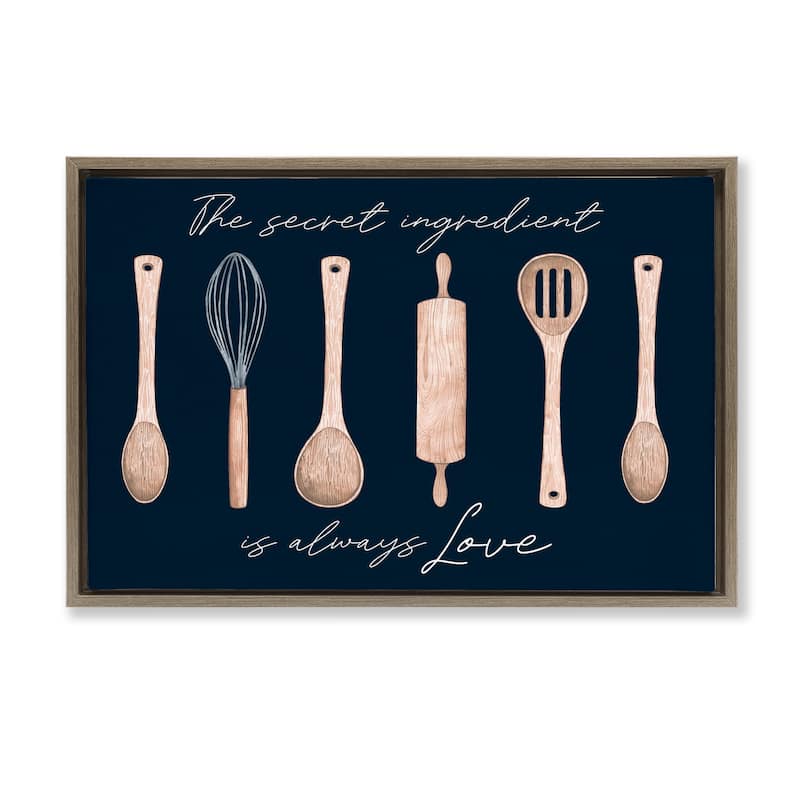 Stupell Secret Ingredient Always Love Framed Floater Canvas Wall Art Design By Lux + Me Designs - 31 x 21 - Brown