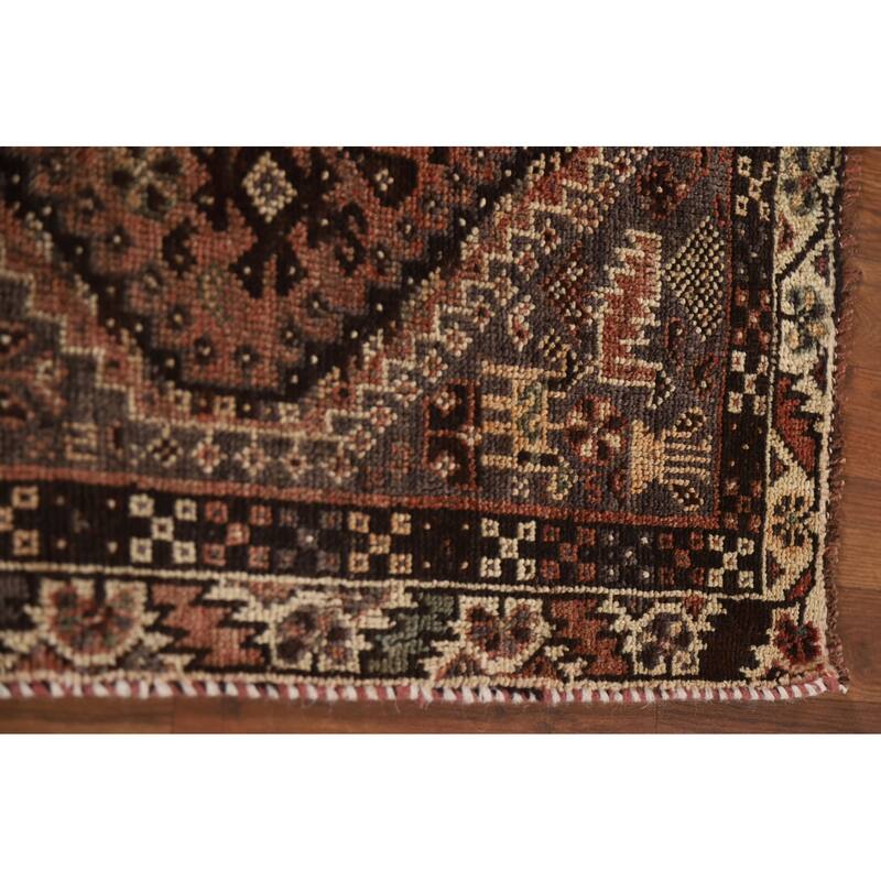 Vegetable Dye Qashqai Persian Rug Hand-knotted Antique Wool Carpet - 3'9"x 6'8"