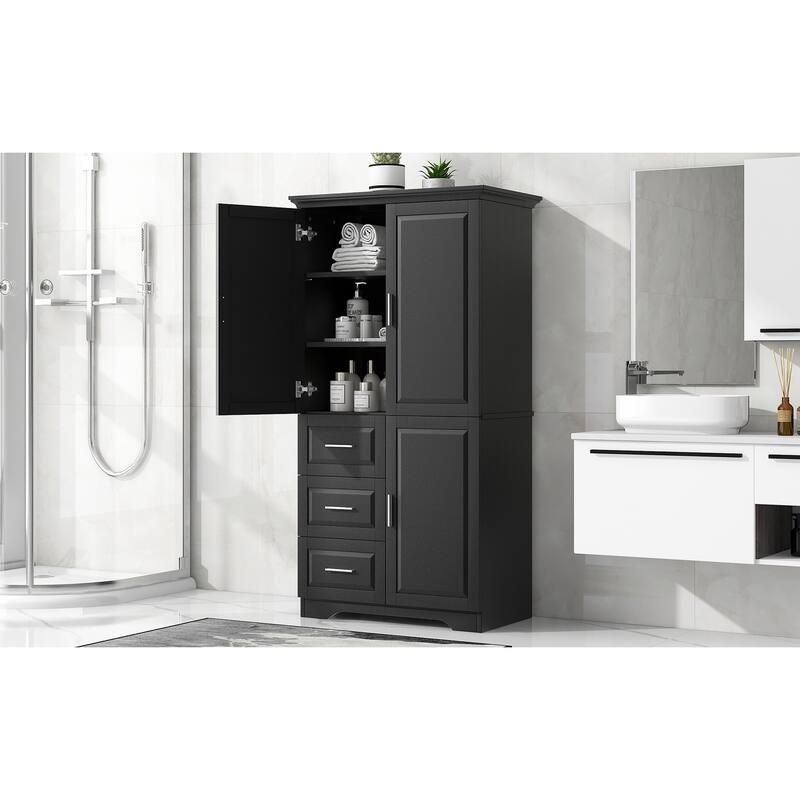 GDFStudio - Avery Tall and Wide Storage Cabinet with Drawers and Adjustable Shelves