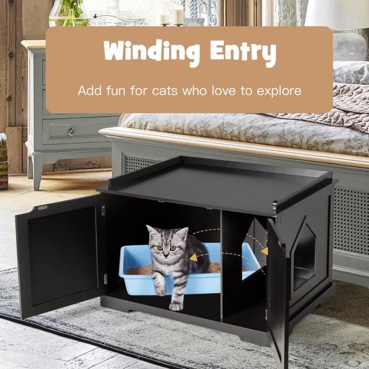 Multifunctional Cat House with Double Doors and Extra Countertop Space