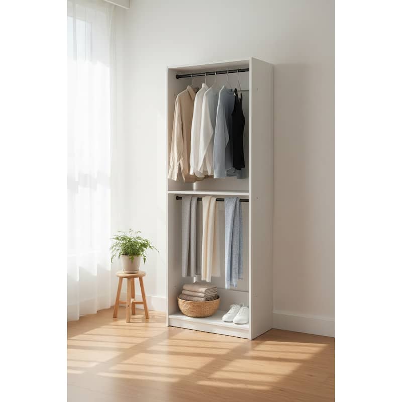 Prosper 32" White Wood Walk-in Closet with Two Rods - 31.4"W x 15.7"D x 83" H