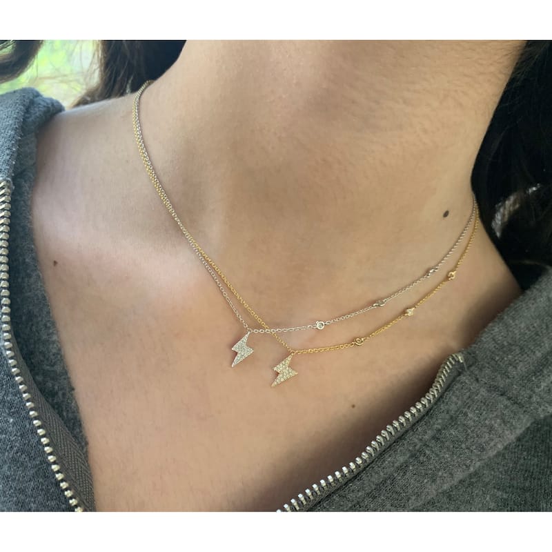 Joelle Collection Diamond Lightning Bolt 14K Gold Necklace 1/10 ct. TDW