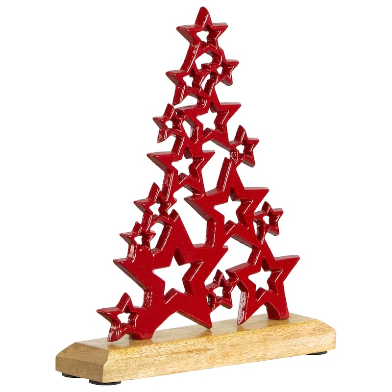 Tree of Stars Metal Christmas Decoration - 8.75" - Red