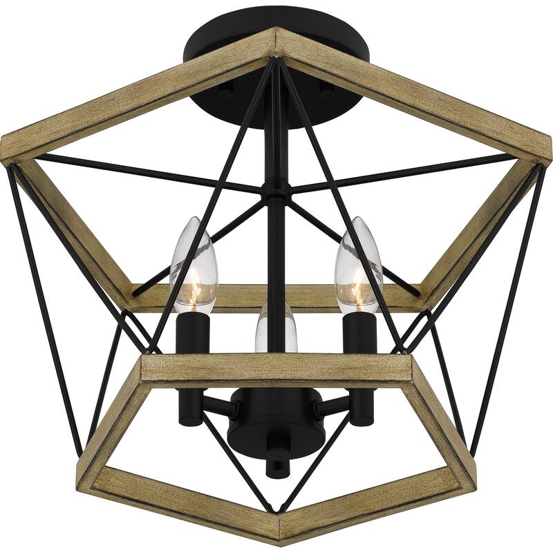Wintergreen 3-Light Whitewashed Walnut Semi-Flush Mount - Whitewashed Walnut