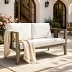 preview thumbnail 3 of 195, Outdoor Teak Solid Wood Patio Furniture Set Loveseat Armchair Table Collection Loveseat - Naturalframe-Beige