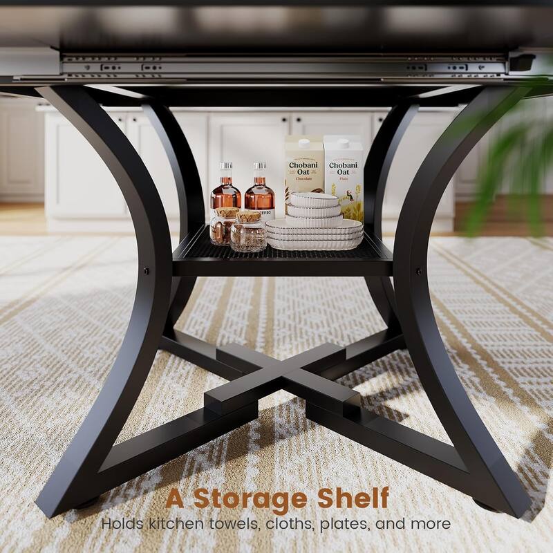 Extendable Dining Table Set 4-6 People 5-Piece Kitchen Table Set with 4 Cushion Chairs