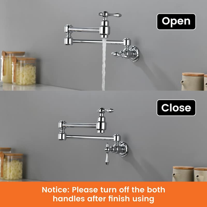 Pot Filler Faucet Commercial Wall Mount Kitchen Sink Faucet Modern Folding Stretchable Double Joint With Single Hole Two Handles