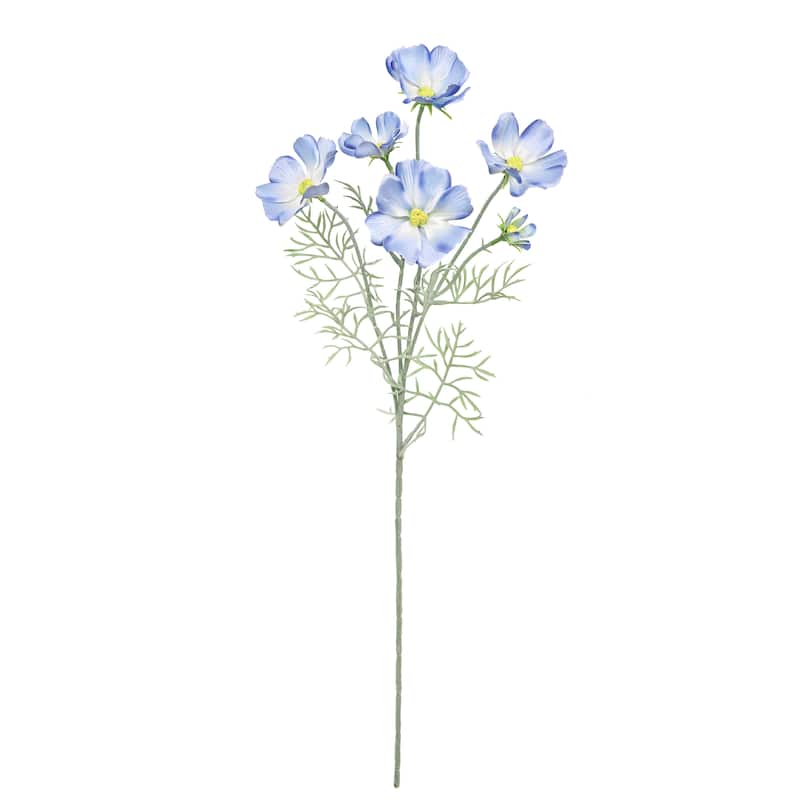 Set of 6 Blue Artificial Cosmos Flower Stem Spray 24in - 24" L x 6" W x 6" DP