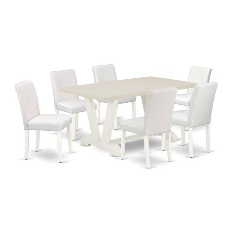 HomeStock 7-Pc Natural Oak Finish Solid Wood Top Dining Table with 6 Chairs