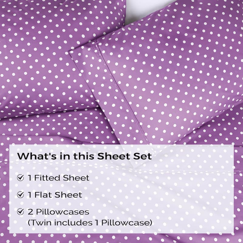 Superior Thread Count 600TC Cotton Blend Polka Dot Bed Sheet Set