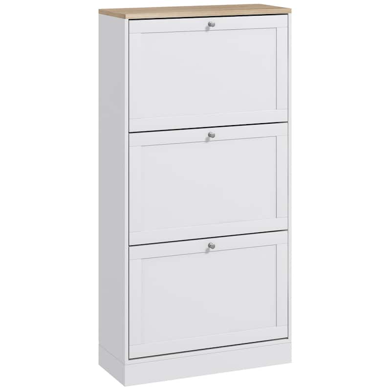 Shoe Storage Cabinet with 3 Flip Drawers and Adjustable Shelves