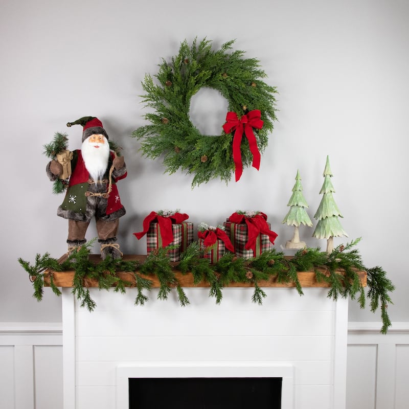 6' Cypress and Pine Cone Artificial Christmas Garland - Unlit