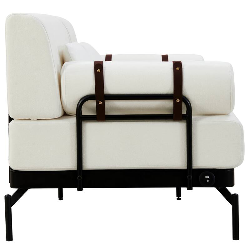 Modern Loveseat Sofa,59" Sofa Couch with Flexible USB Ports,Unique Cylindrical Armrests for Living Room