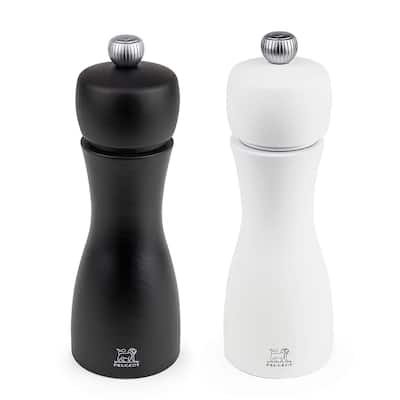 Peugeot 2/24260 Tahiti 6 Inch Black Pepper Mill and White Salt Mill Set - Black & White