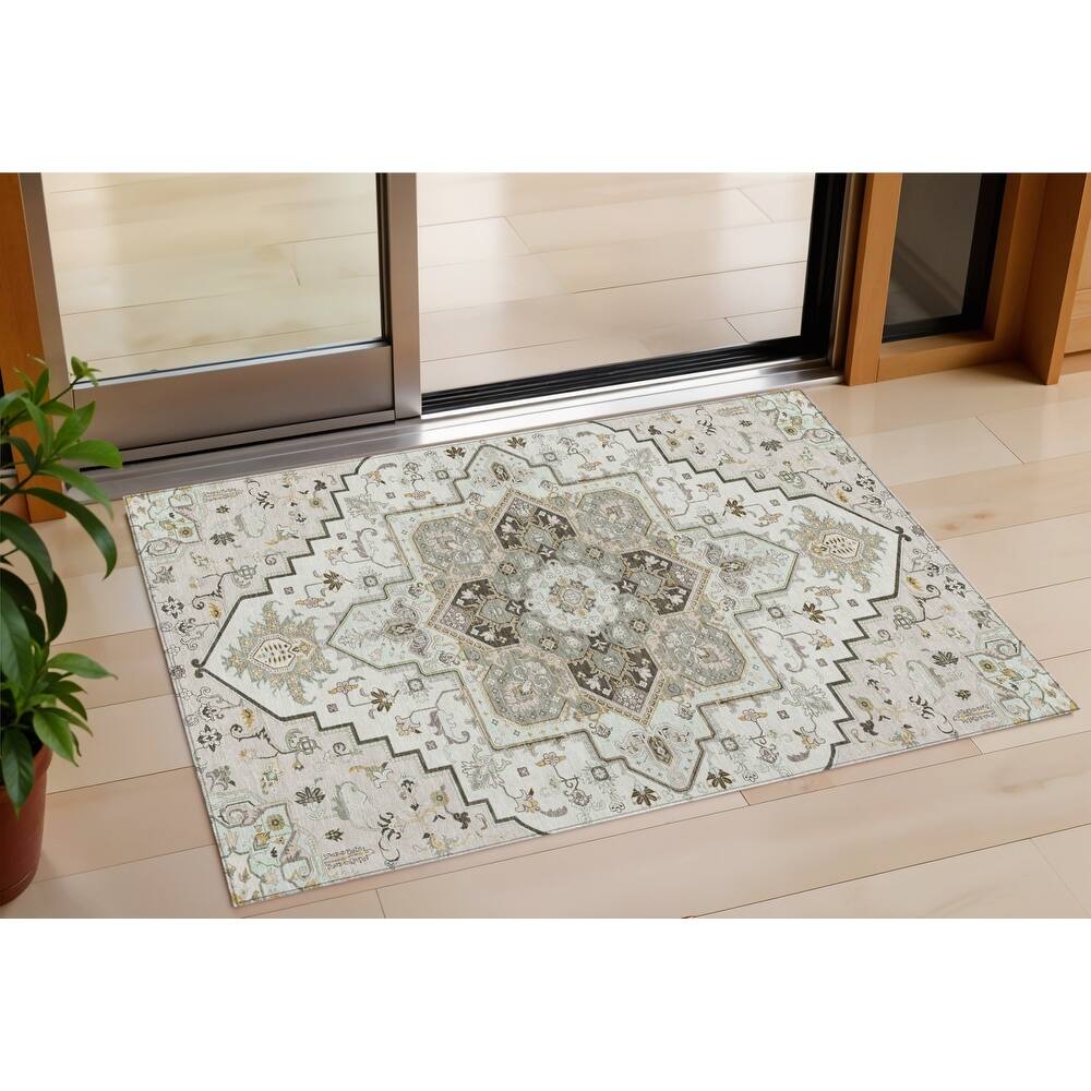 HomeRoots Oriental Traditional Rectangle Outdoor Rug