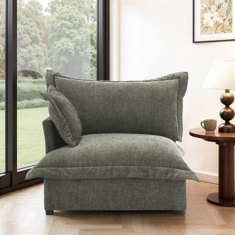 40"W Oversized Upholstered Chenille Comfy Cloud Corner Accent Chair