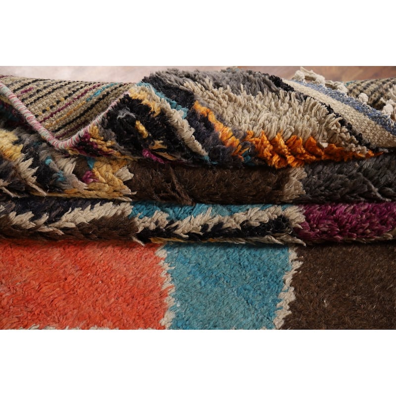 Colorful Plush Moroccan Oriental Area Rug Handmade Wool Carpet - 7'0" x 11'2"