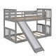 preview thumbnail 18 of 23, Twin over Twin Size Solid Wood Bunk Bed with Ladder, Slide and Fence for Kids, Bedroom