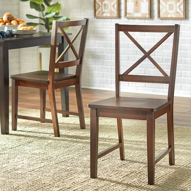 Simple Living Solid Wood Crossback Dining Chairs (Set of 2) - Espresso