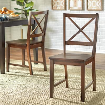 Simple Living Solid Wood Crossback Dining Chairs (Set of 2)