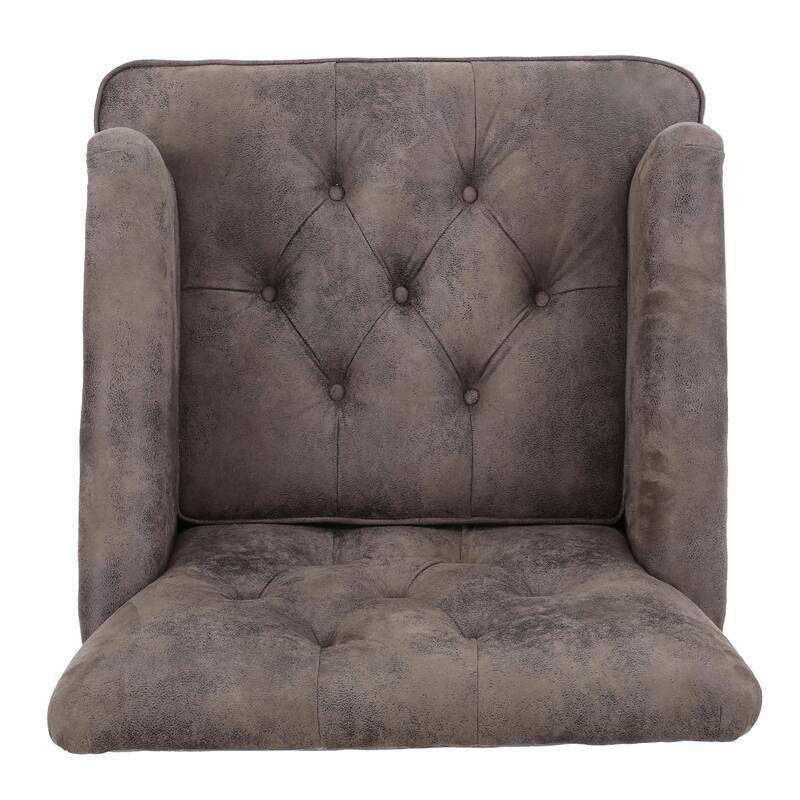 Grey+Brown 28" Button Tufted Club Chair