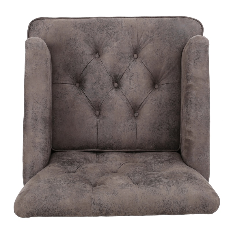Tufted Microfiber Club Chair with Nailhead Trim - Classic Design