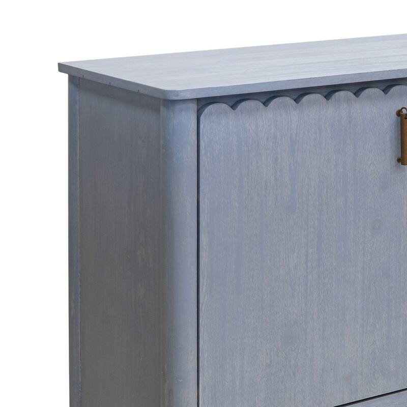 Jazz 76 Inch Sideboard Console Cabinet in Light Blue Solid Pine Wood, Gold