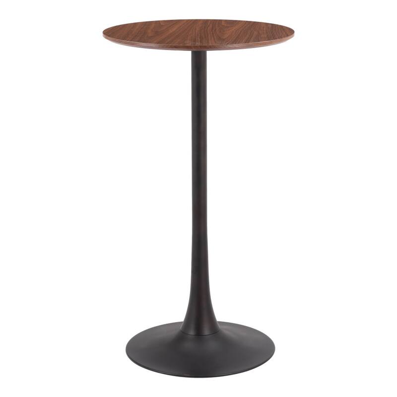 HomeRoots 24" Brown and Black Wood and Steel Rounded Bar Table - 24.00 in. x 41.70 in. x 24.00 in.