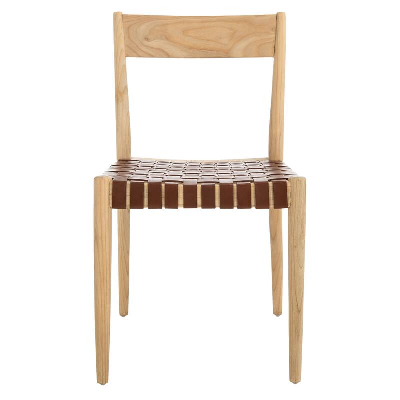 SAFAVIEH Myrle Leather Dining Room Chair (Set of 2) - 18.5" W x 20" L x 31.5" H - 19Wx20Dx32H