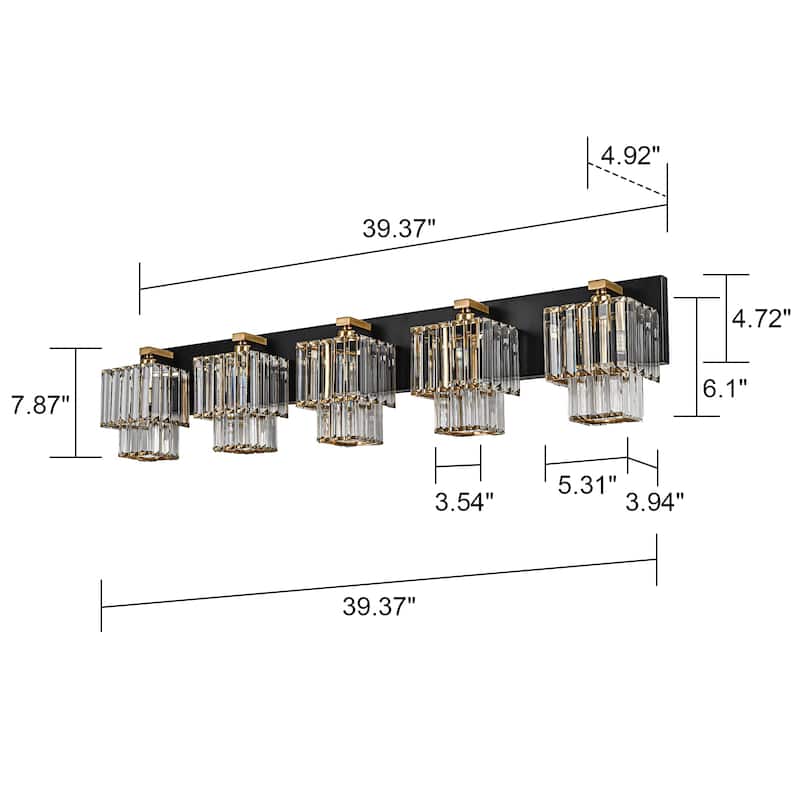 Modern Dimmable Glam Crystal Bathroom Vanity Lights - Black & Gold