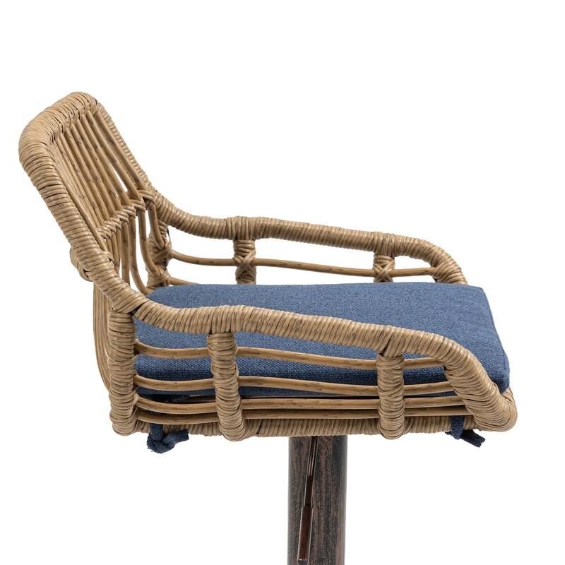 Modern Swivel Bar Stools Set of 2 Adjustable Counter Height Chairs with Footrest for Kitchen, Dining Room