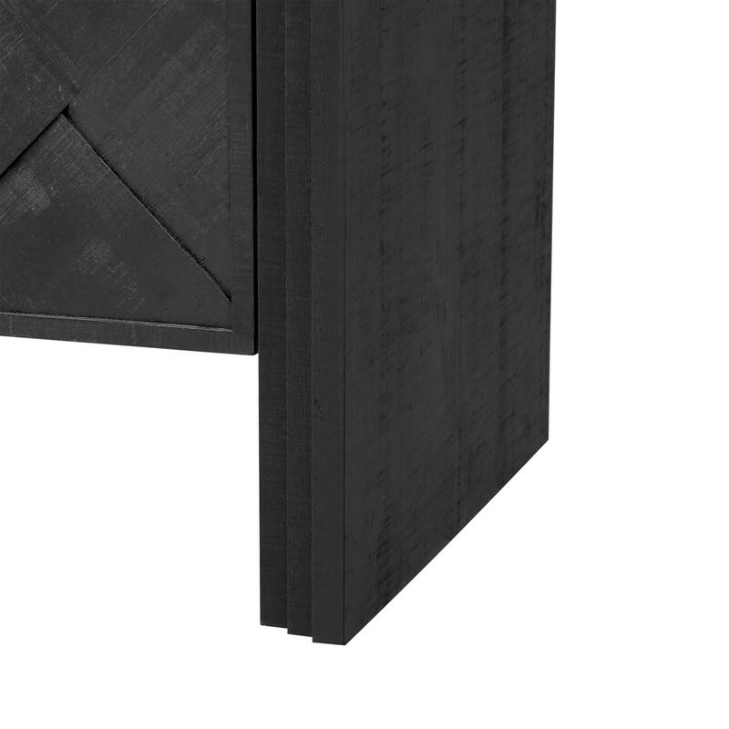 Multi-Functional MDF Sideboard-Handwoven Wood Slat Doors, Tiered Stepped Design & Premium Solid Wood Veneer for Hallways