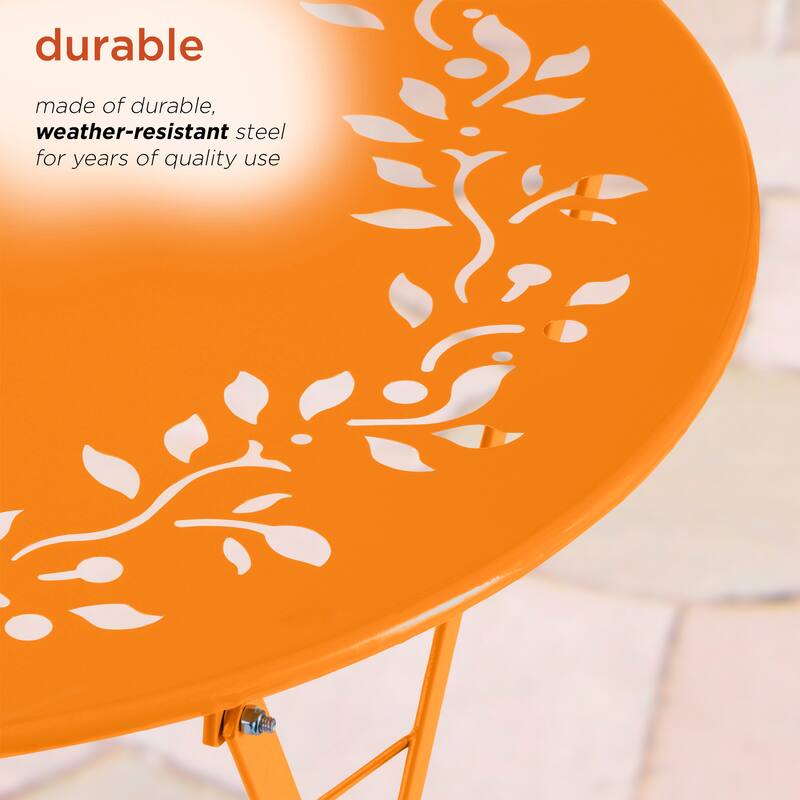Alpine Corporation Indoor/Outdoor 3-Piece Bistro Set Folding Table and Chairs Patio Seating