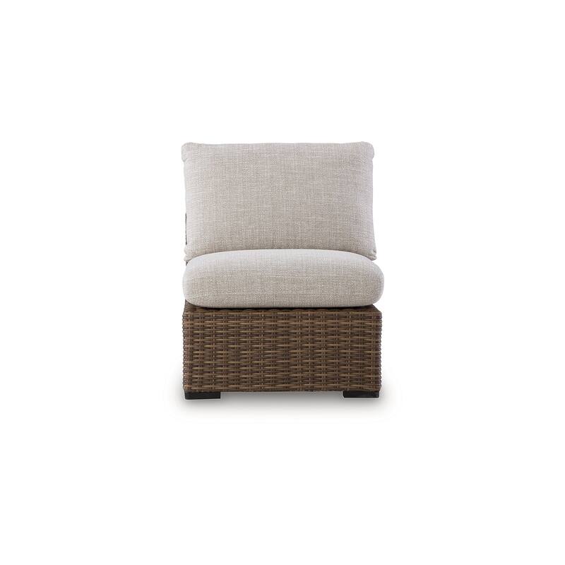 Signature Design by Ashley Angel Island Brown/Beige 4-Piece Outdoor Sectional - 127"W x 98"D x 31"H