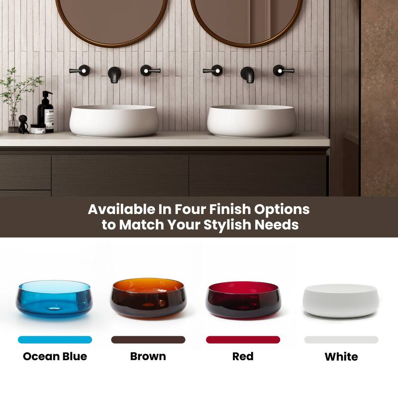 Transparent Resin Vessel Bathroom Sink Included Pop-up Drain and Drain Hose, Modern Above Counter Wash Basin with Center Drain