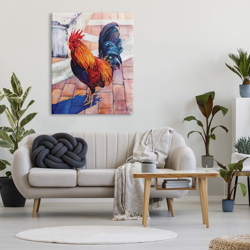 Stupell Rooster Standing on Bricks Canvas Wall Art Design by Julia McGrath