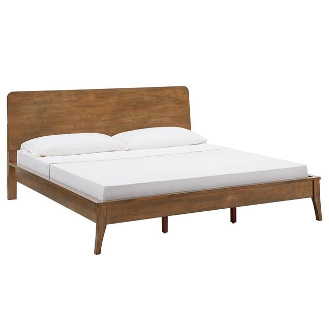 Clark Mid-century Modern Wooden Platform Bed by iNSPIRE Q Modern - Oak - King