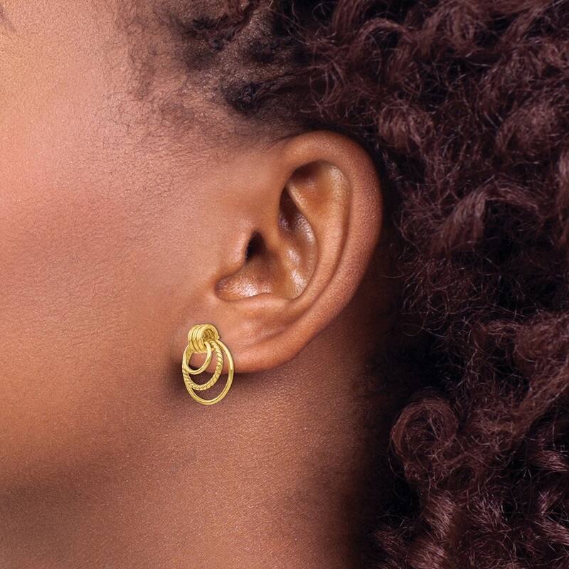 Curata 10k Yellow Gold Polished and Twisted Post Earrings - 17x15mm