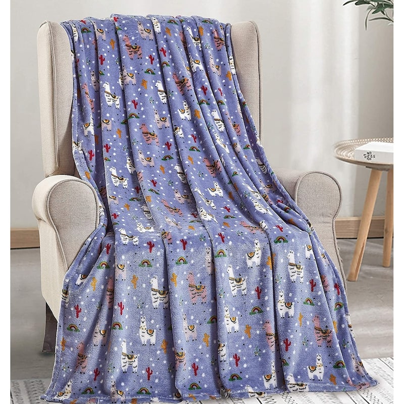 Décor&More Whimsy Collection Microplush Throw Blanket (50" x 60") - Llama Llama