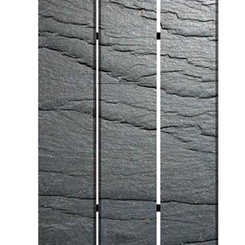 3 Panel Canvas and Metal Frame Room Divider, Slate Gray