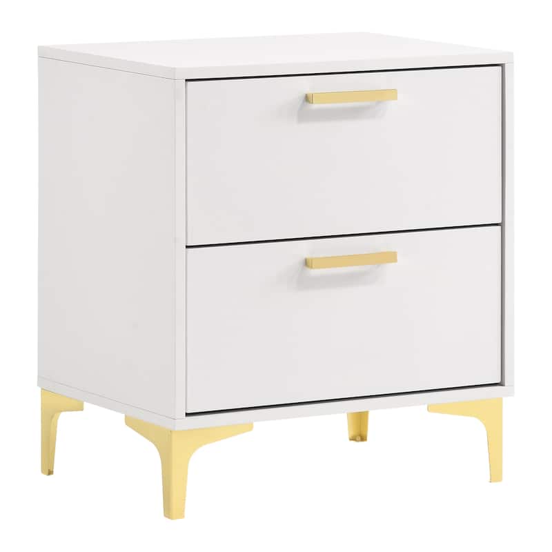 Karena White Rectangular 2-Drawer Nightstand