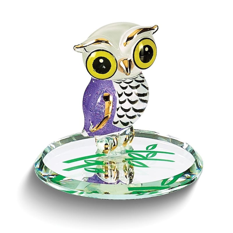 Curata Big Snowy Owl Handcrafted Glass Figurine