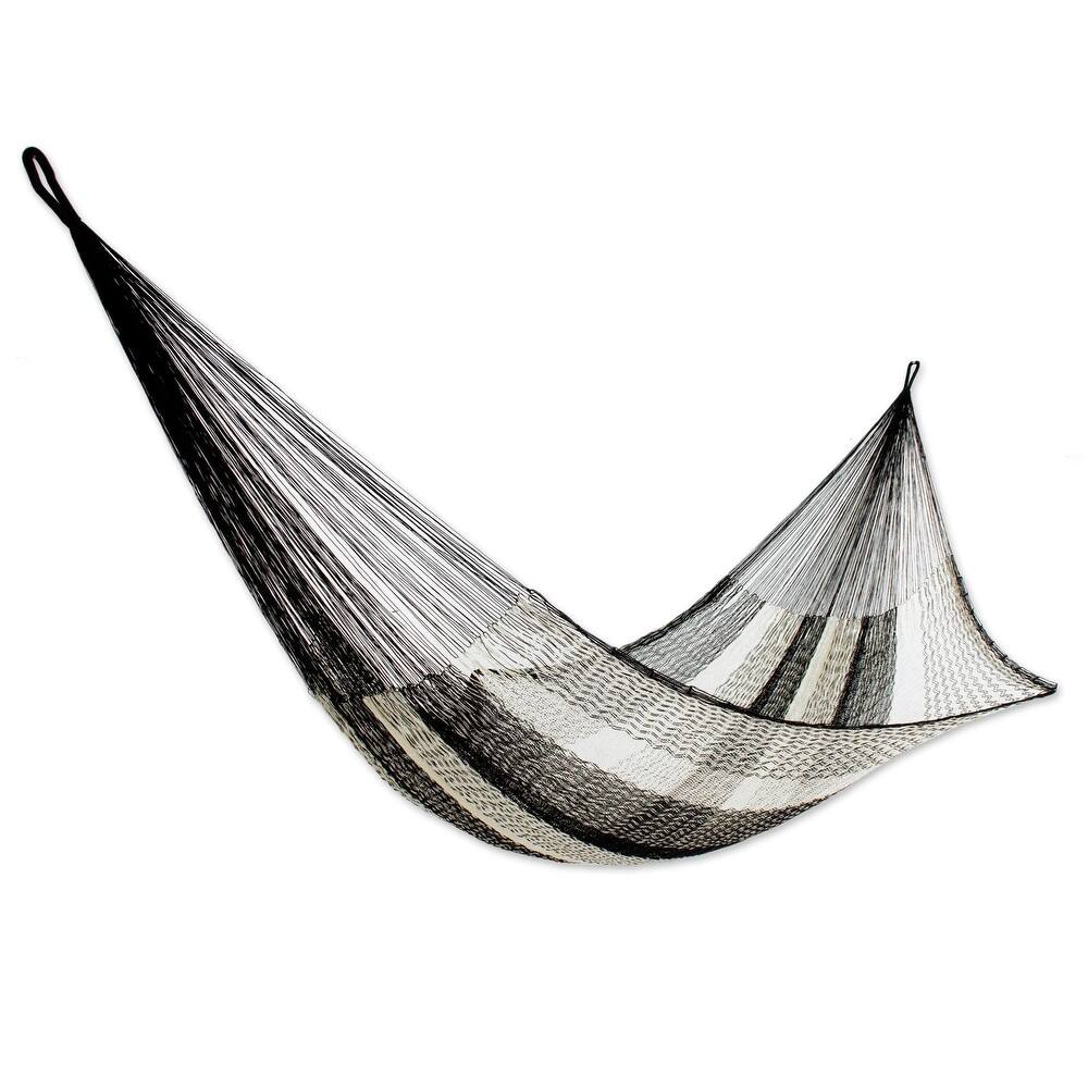 NOVICA Hammock, 'Night Stripes' - Single (Mexico)