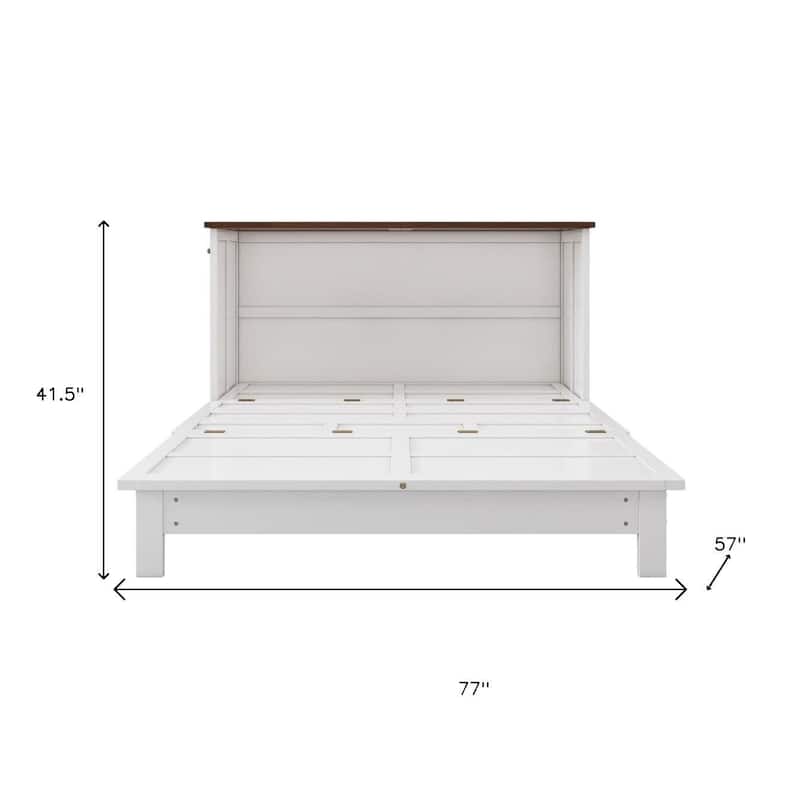HomeRoots White Wood Full Murphy Bed With USB And Drawer